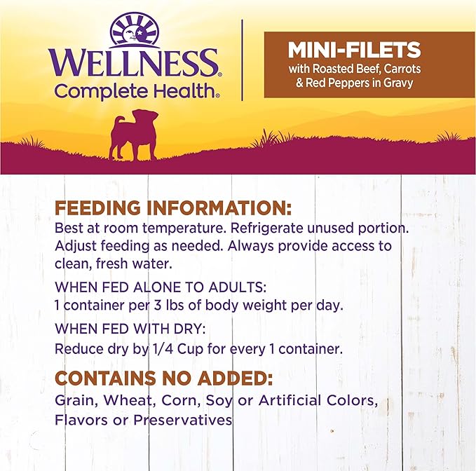 Wellness Petite Entrées Mini-Filets with Roasted Beef, Carrots & Red Peppers in Gravy, 3-Ounce Cup (Pack of 12)