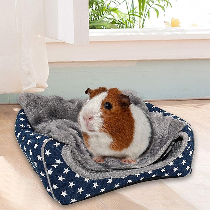 BWOGUE Guinea Pig House Bed Cozy Hamster Cave Large Hideout for Dwarf Rabbits Hedgehog Bearded Dragon Winter Nest Hamster Cage Accessories