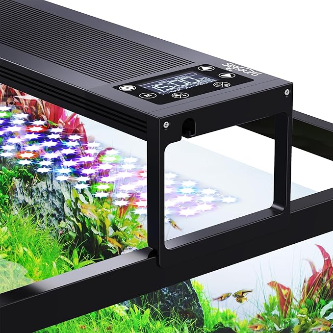 24/7 LED Aquarium Light for 30-36 Inch Fish Tank, Auto On Off with Timer, 9 Colors, Adjustable Brightness, Daylight Moonlight Mode, Full Spectrum Fish Tank Light for Plants, 56W