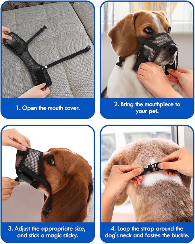 Dog Muzzle, Soft Air Mesh Muzzle for Small Medium Large Dogs Anti Biting Barking Chewing, Breathable Drinkable Adjustable Loop Pets Muzzle for German Shepherd Husky Labrador Retriever (Black,S)