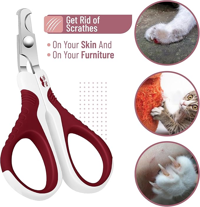 Mr. Pen Cat Nail Trimmer - Wine & White, Cat & Kitten, Small Dog Nail Clipper & Claw Trimmer
