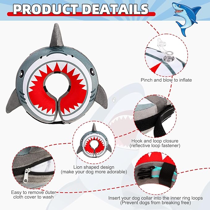 KOOLTAIL Dog Cone Collar Alternative After Surgery, Soft Inflatable Dog Neck Cone for Medium Large Dogs, Adjustable Pet Donut Recovery E Collar with Enhanced Anti-Licking Does Not Impede Vision L