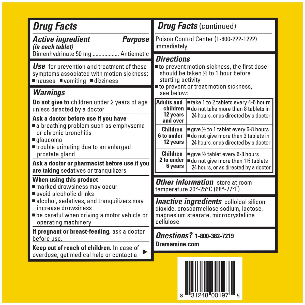 Dramamine Motion Sickness Original, for Nausea Relief During Travel, 36 Count