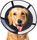 Soft Dog Cone Collar, Comfortable Pet Recovery Neck Collars After Surgery for Extra Large Dogs, Plastic Breathable Elizabethan Dog Head Circle Stop Licking, Adjustable Cones 37cm Long (XXL Black)