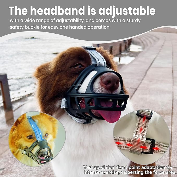 Dog Muzzle, Basket Muzzle for Small Medium Large Dogs, Anti-Biting and Chewing, Lightweight & Sturdy Cage Design, Allows Panting & Drinking, Ideal for Grooming & Training(Black Size L)