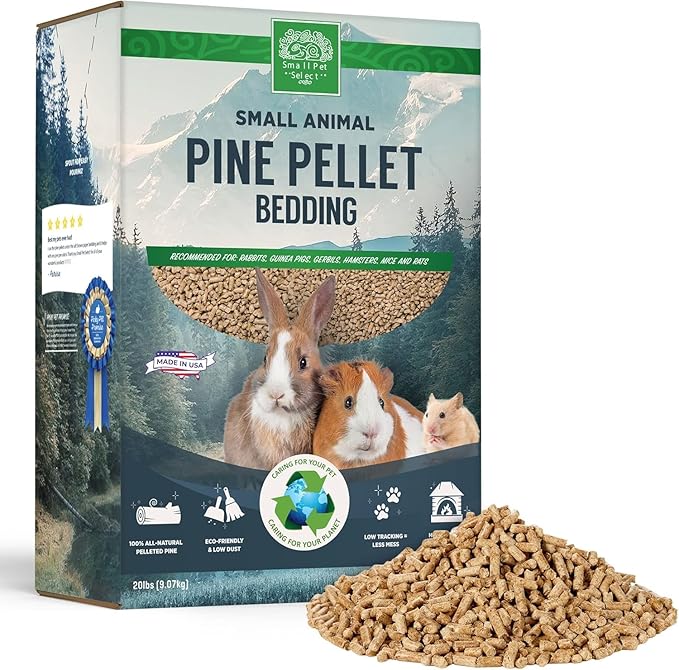 Small Pet Select Pine Pellet Bedding 20lb, Litter Pellets for Rabbit, Guinea Pig, Hamster, Bunny and Other Small Animals, Made in USA, 20lb