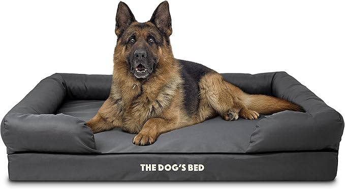 The Dog’s Bed XL Grey 43.5x34, Memory Foam, Pain Relief: Arthritis, Hip & Elbow Dysplasia, Post Surgery, Lameness, Supportive, Calming, Waterproof Washable Cover, Veterinary Approved