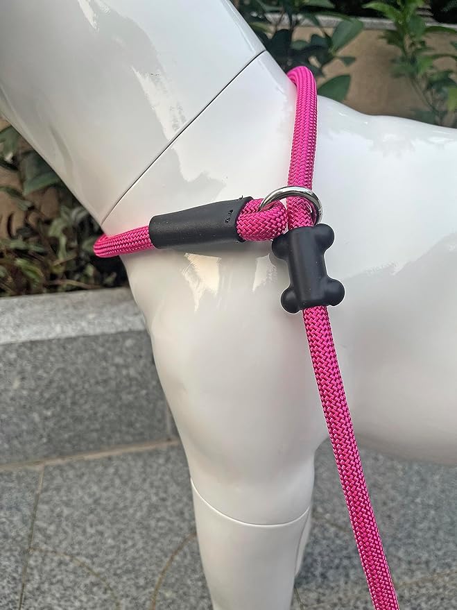 Slip Lead Dog Leash，Strong Nylon Rope Leash and Padded Handle,No Pull Outdoor Walking Training Lead for Small Medium Large Dogs(Fuchsia, 1/2"×6ft)