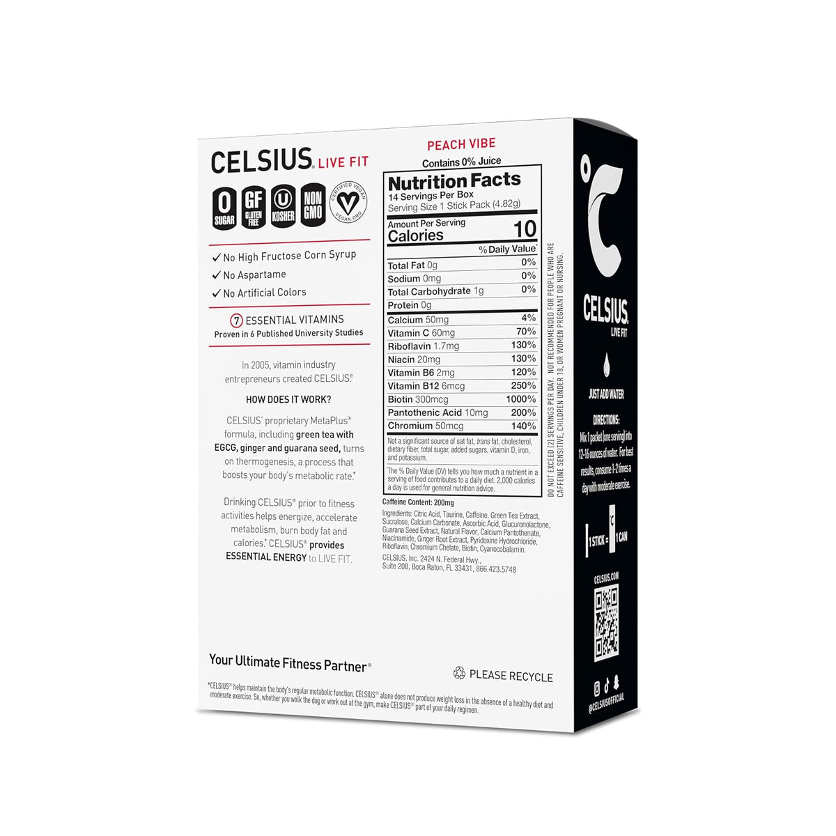 CELSIUS® On-The-Go Powder Sticks Dragonfruit Lime, Essential Energy 2.8 Oz