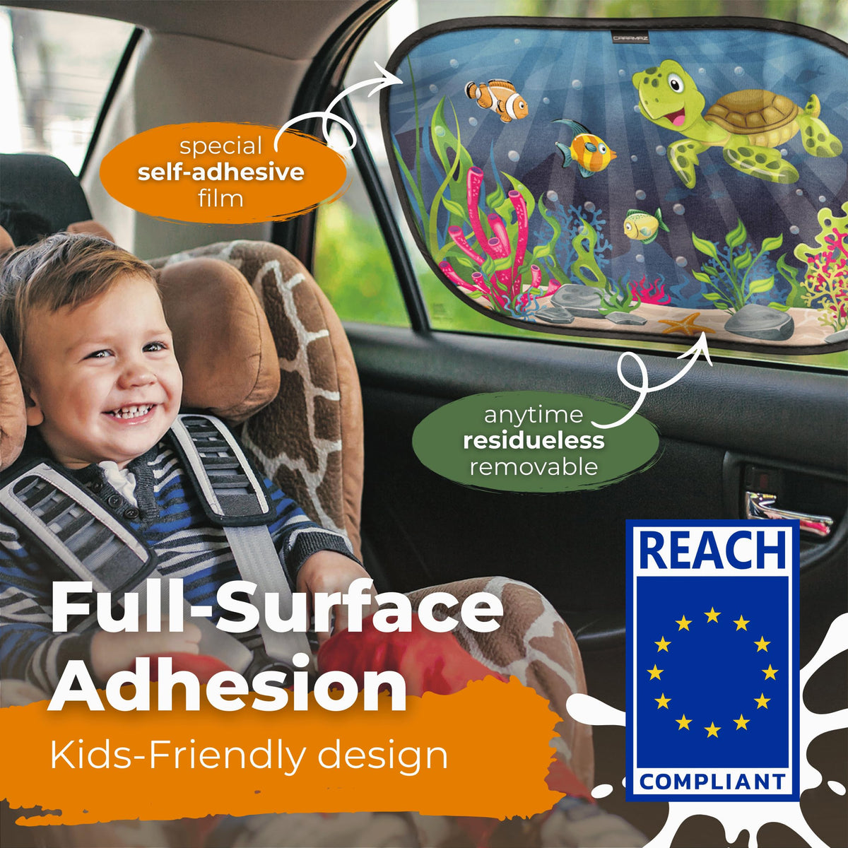 CARAMAZ Car Window Shade for Baby with Certified UV-Protection 2 Pack - 20"x12"
