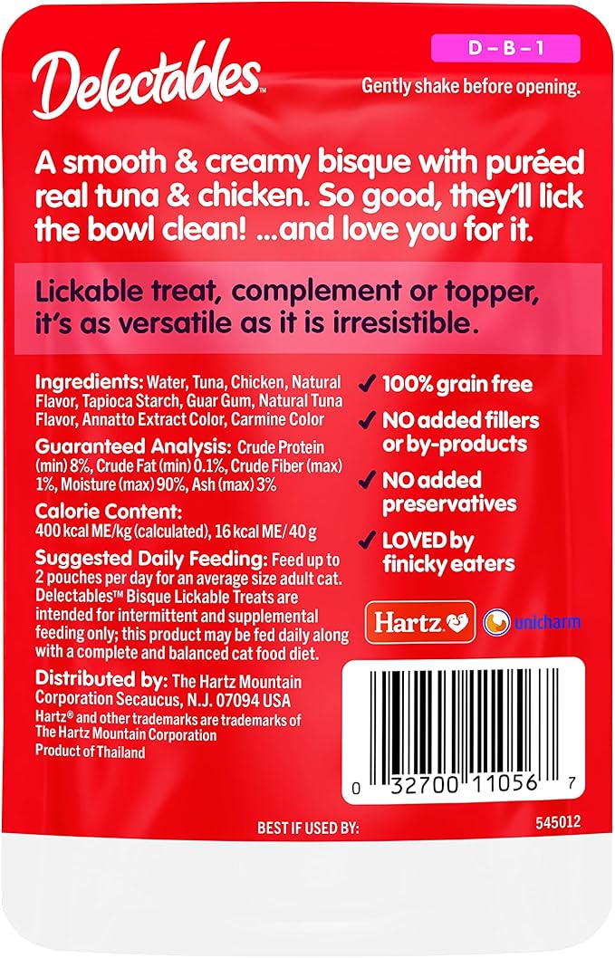 Delectables Bisque Lickable Wet Cat Treats - Tuna & Chicken, 1.4 oz (Pack of 12)