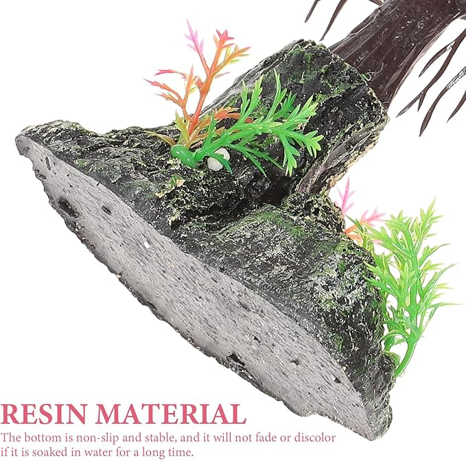 POPETPOP Artificial Aquarium Plant Plastic Water Plant Tree Fish Tank Bonsai Ornament Fish Tank Hideout Sushi Plate Decor for Aquarium Terrarium Landscape Pink