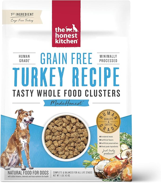 The Honest Kitchen Whole Food Clusters Grain Free Turkey Dry Dog Food, 1 lb Trial Pouch