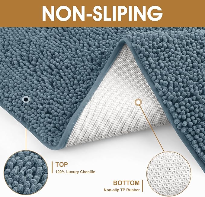 IM HOME Extra Large 60" x 36" Dusty Blue Dog Door Mats for Muddy Paws, Chenille Absorbent Dog Mat, Non Slip Heavy Mud Mat for Dogs, Soft Pet Bed Mat for Entryway, Mud Paws, Inside Floor