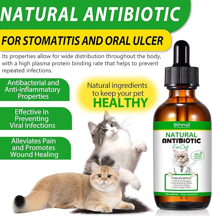 Antibiotics for Cats, Cat Antibiotics for Injections, Natural antibiotic for Cat Immune & Allergy Relief, Cough Relief, Yeast Injection, UTI Treatments, Cats Antibiotics, 60ML