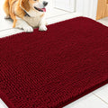Smiry Dog Door Mat for Muddy Paws 30x20, Absorbs Moisture and Dirt Doormat, Non-Slip Washable Quick Dry Chenille Front Door Mat Indoor Entrance, Entryway Carpet for Inside Floor, Red