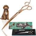 Kenchii Rose Dog Grooming Scissors, 9 Inch Curved Shears, Dog Scissors for Grooming, Ergonomic Design for Comfort and Precision, Heavy Duty, Durable and Sharp