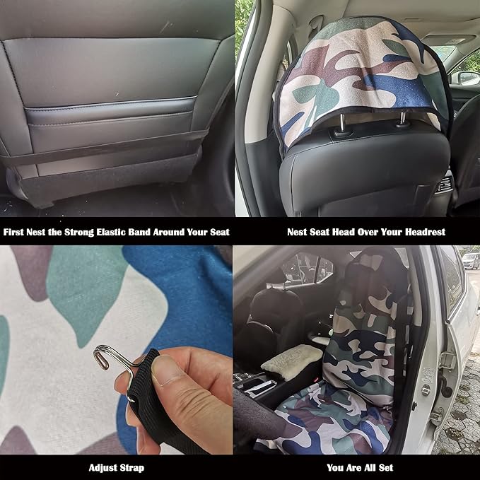Car Seat Cover Protector Front Seats,for Gym Workout,Running,Swimming,Beach and Hiking,Waterproof Sweat Towel Bucket Seat Covers for Cars SUV Trucks (Camouflage, 1Pcs)