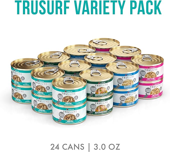 Weruva Truluxe Cat Food, Variety Pack, Trusurf, Wet Cat Food, 3Oz Cans (Pack of 24)