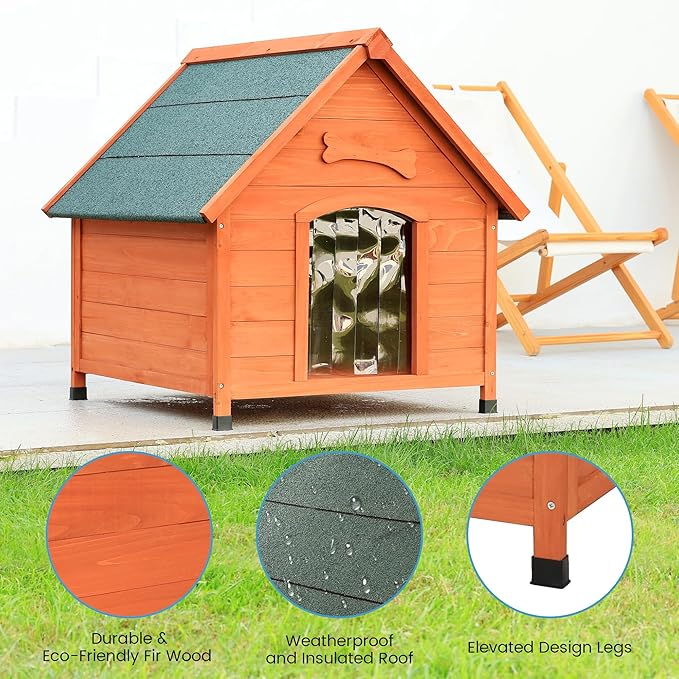 Solid Wood Dog House Comfortable Outdoor Shelter for Medium-Sized and Smaller Dog Sturdy, Durable and Easy to Clean,Can DIY,33.5’’D×30.7’’W×32.3’’H