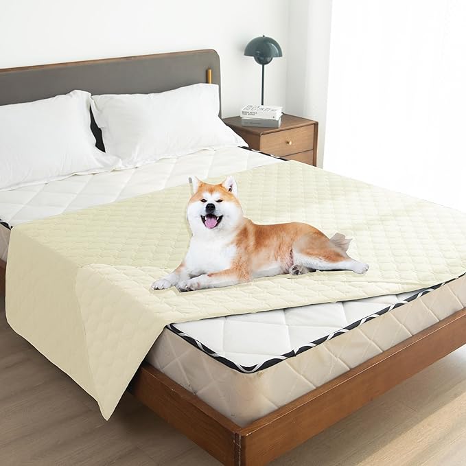 gogobunny 100% Double-Sided Waterproof Dog Bed Cover Pet Blanket Sofa Couch Furniture Protector for Puppy Large Dog Cat, Reversible (68x82 Inch (Pack of 1), Dark Cream/Light Cream)