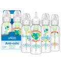Dr. Brown's Natural Flow Anti-Colic Options+ Narrow Baby Bottle, Pink Floral, 8 oz/250 mL, with Level 1 Slow Flow Nipples, 0m+, 4 Pack