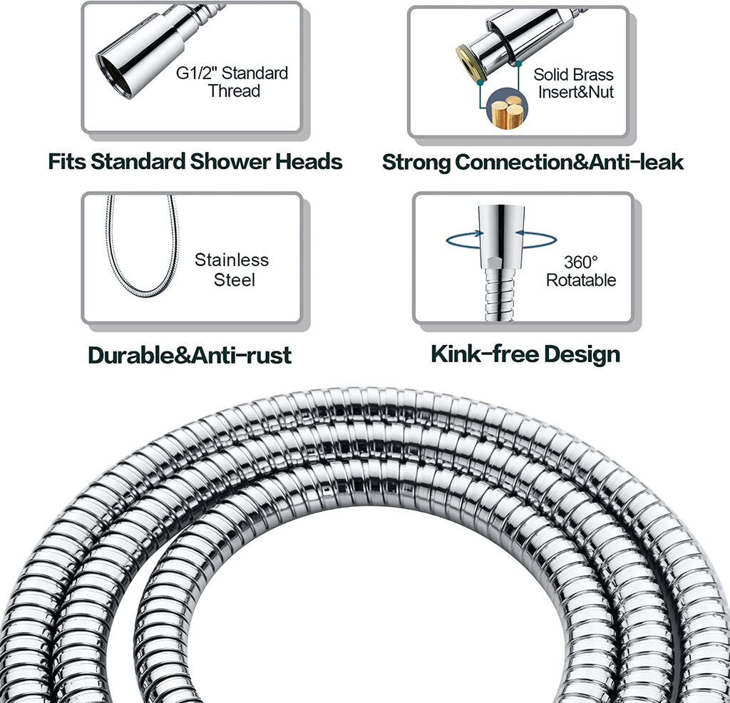 Square 3-Spray Handheld Shower Head Set with Hose and Shower Arm Mount Bracket