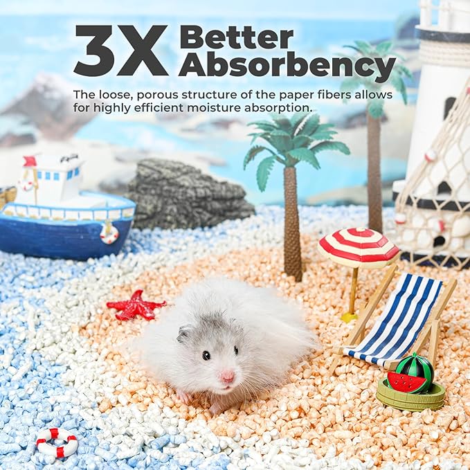 mini&moe Rabbit Bedding Guinea Pig Bedding Paper Pellet Bedding: Odor Control & Moisture Absorbent Natural Paper Pellet Bedding - for Small Animal Guinea Pigs, Rabbits,Hamsters Bedding 3.96lb