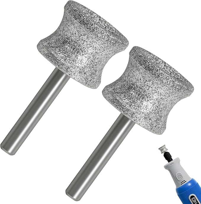 HARDELL Diamond Dog Nail Grinder Bits 2 Pack, 1/8" Pet Nail Grinder Replacement Heads for Dremel & Most Rotary Tools, Durable Attachment for Pet Claw Care, Diamond Rotory Bit for Dogs