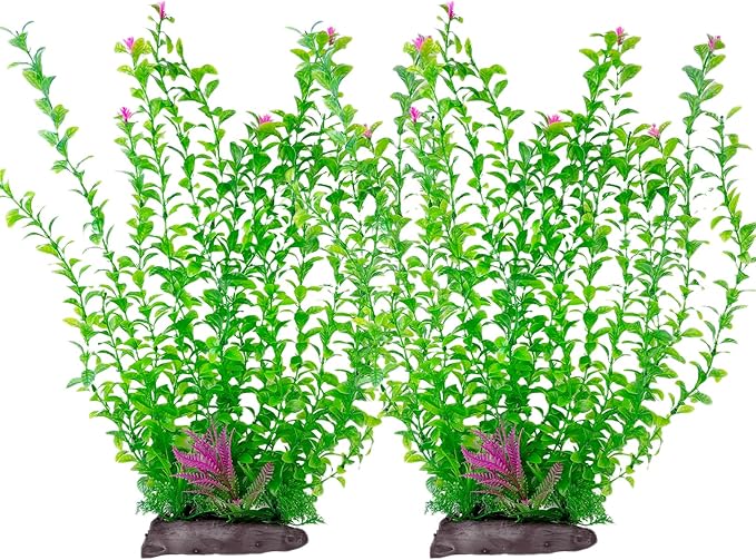 Hamiledyi Aquarium Plastic Plants Aquarium Decor Artificial Fish Tank Plants,Tall Fish Tank Decorations, Extra Large Aquarium Plant 20.4-inch Tall,2PCS