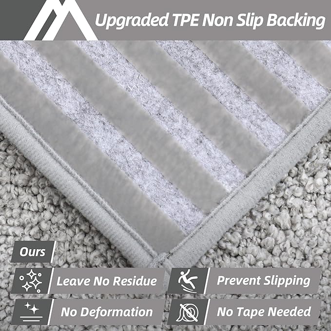 COSY HOMEER Edging Stair Treads Non-Slip Carpet Mat 28inX9in Indoor Stair Runners for Wooden Steps, Edging Stair Rugs for Kids and Dogs, 100% Polyester TPE Backing (4pc, Grey)