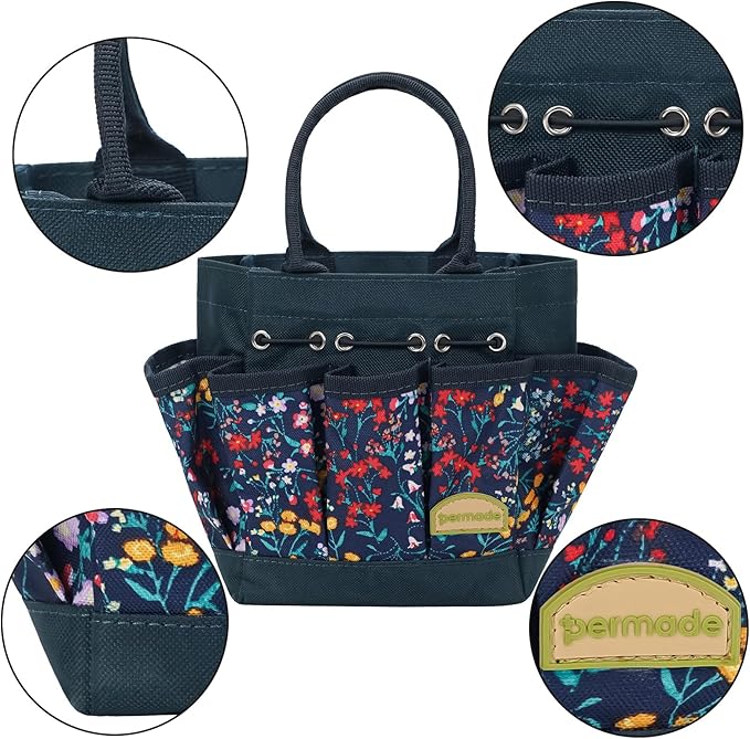 Succulent Tools Kit with Organizer Bag- 13Pcs Indoor Gardening Tools |Mini Succulent Hand Tools with Tote, Succulent Transplanting Supplies, Present for Gardeners Plant Care (Navyblue) ﻿