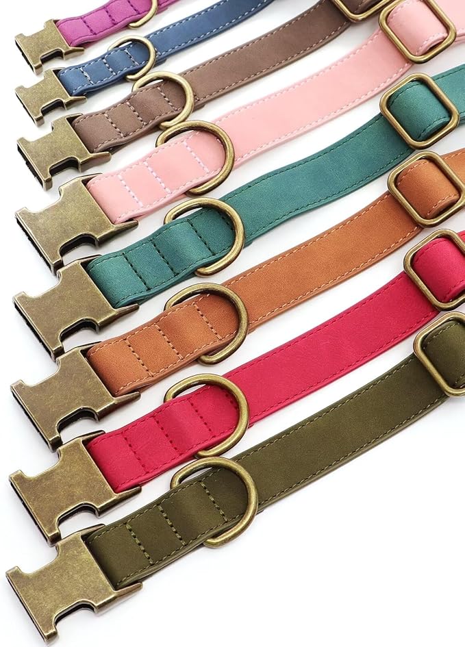 Didog Soft PU Leather Dog Collar, Stylish Quick Released Dog Collars for Medium Dogs, Easy Clean Adjustable Pet Collar for Daily Walking, Light Brown, M Fit 13-21" Neck