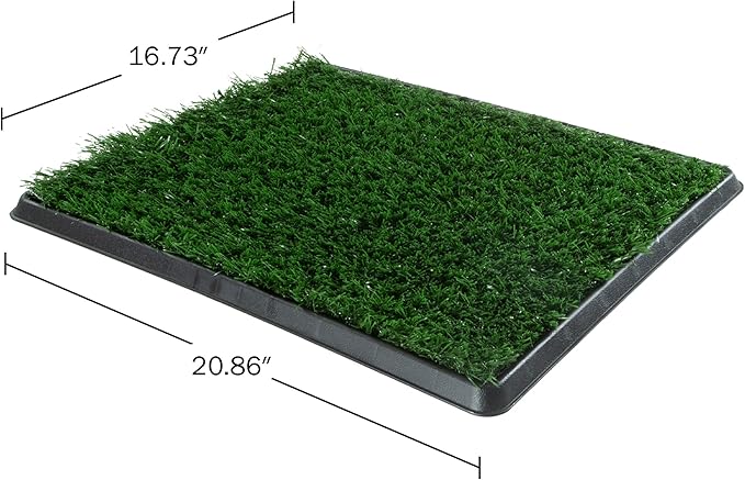 Artificial Grass Puppy Pee Pad for Dogs and Small Pets - 16x20 Reusable 3-Layer Training Potty Pad with Tray - Dog Housebreaking Supplies by PETMAKER
