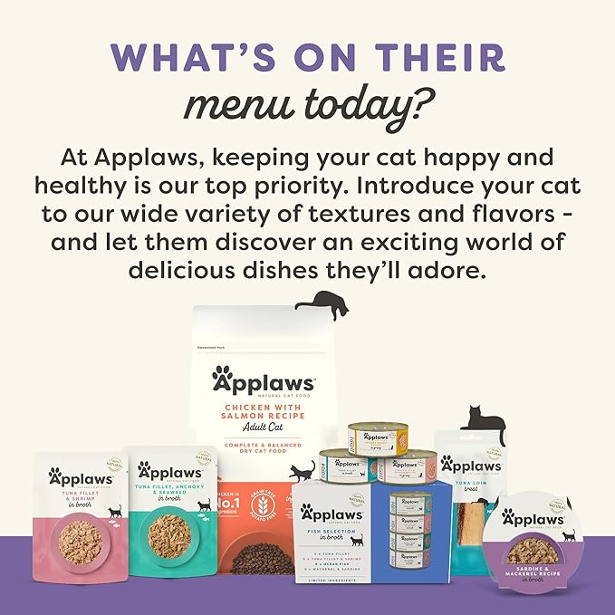 Applaws Natural Wet Cat Food, Limited Ingredient, Grain-Free, Protein with No Artificial Additives, Variety Pack in Broth (8X 2.12 oz Easy-Open Cups)