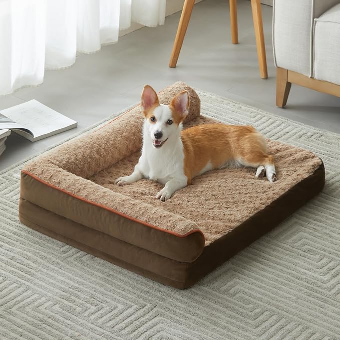 BFPETHOME Orthopedic Dog Beds for Large Dogs-Waterproof Sofa Dog Bed with Removable Washable Cover, Large Pet Bed with Waterproof Lining and Nonskid Bottom, Pet Bed for Dogs