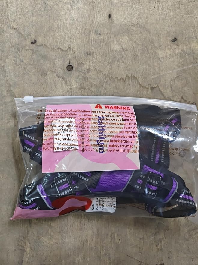 rabbitgoo Dog Harness No Pull with 2 Leash Clips, Adjustable Soft Padded, Reflective Oxford No Choke Pet Vest with Easy Control Handle for Medium Sized Dogs, Purple, M