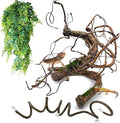 BNOSDM Reptile Vines, Bendable Jungle Climbing Vine with Moss,Terrarium Plants Decor,Artificial Plants Tank Decorations Accessories for Bearded Dragons Chameleons Snakes Lizards Hermit Crabs