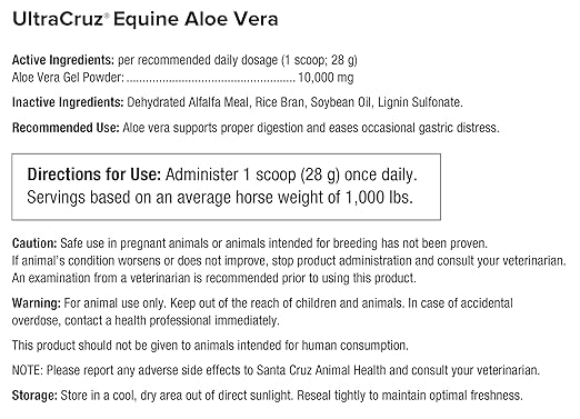 UltraCruz-sc-516523 Equine Aloe Vera Supplement for Horses, 10 lb, Pellet (162 Day Supply)