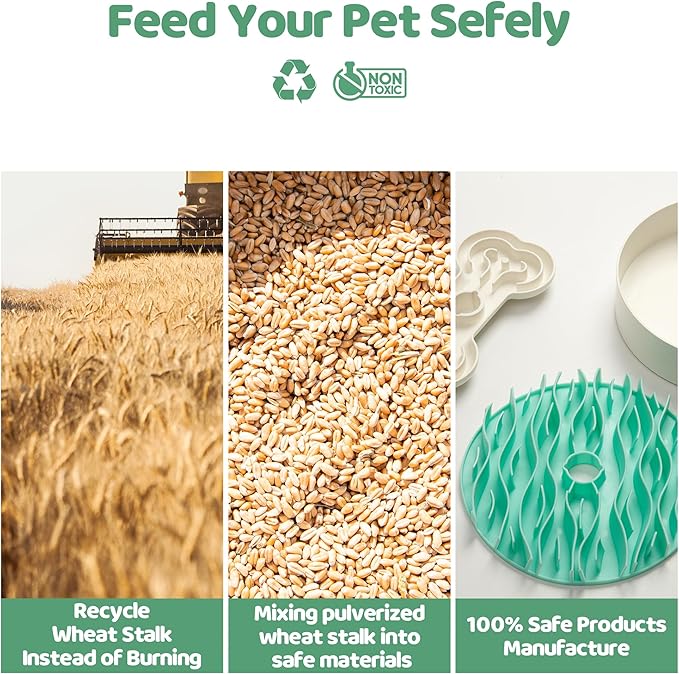 Slow Feeder Dog Bowl for Large Dogs with Non-Slip Base - Adjustable Speed Design, Removable Puzzle Inserts & Dishwasher Safe, Green
