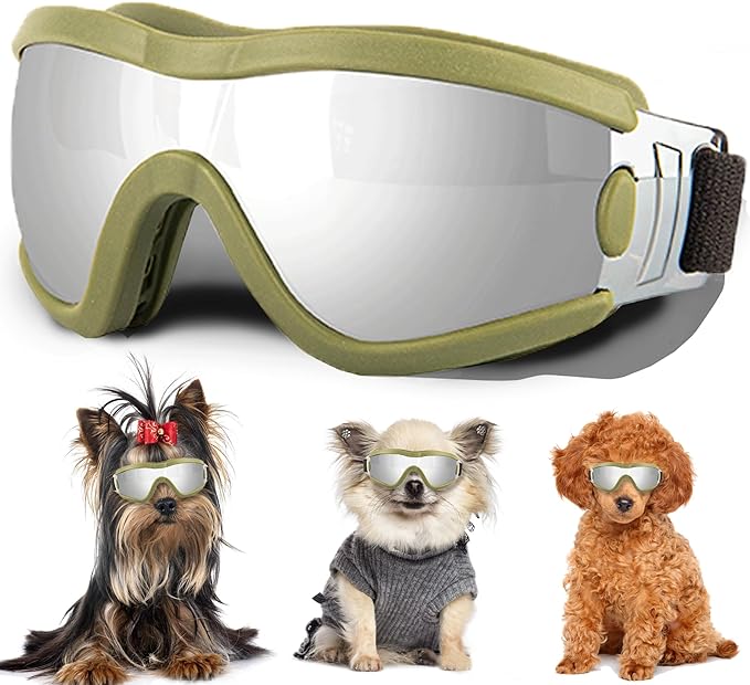 Small Dog Sunglasses with Adjustable Strap UV Protection, Winproof Puppy Sunglasses, Suitable for Dogs Eyes Protection，Soft Dog Goggles