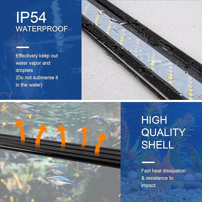 Led Aquarium Light, Full Spectrum Fish Tank Lights, 40 Gallon Freshwater Fishtank Hood Lighting for Grow Fish, Plants, Adjustable from 30 to 36 Inch