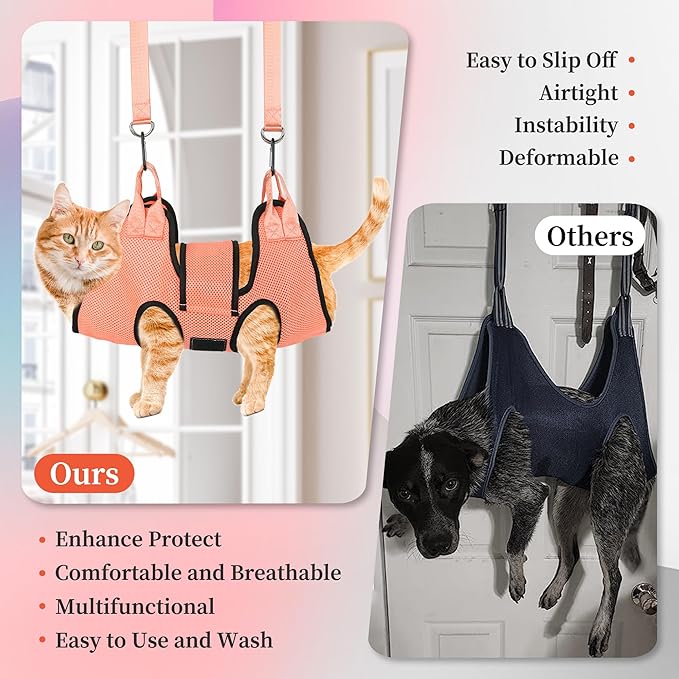 PatiencET Dog Grooming Hammock, Pet Grooming Hammock for Cats & Dogs with Security Strap, Dog Sling for Nail Trimming with Nail Clippers/Trimmer, Nail File, Pet Comb(S)