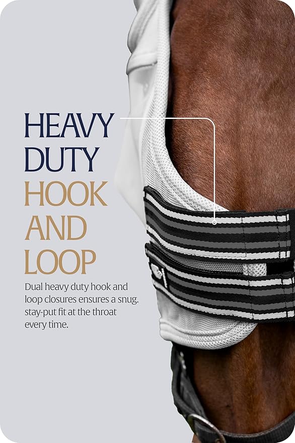 Equinavia Algard Soft Mesh Horse Fly Mask with Ear Protection and 45 UPF Rating | No Eye Irritation & UV Protection - Silver - Pony
