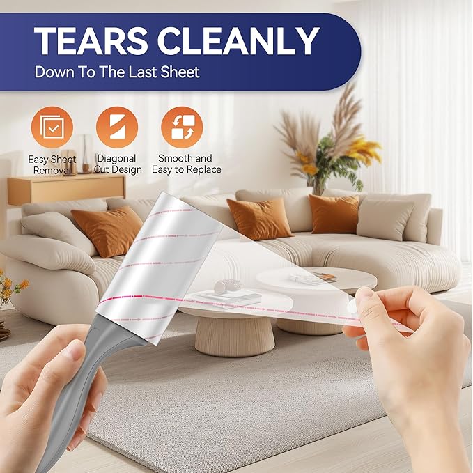 Lint Rollers for Pet Hair Extra Sticky,880 Sheets Mega Value Set with Reinforced 4 Handles and 8 Replaceable Tough Papers, Portable Pet Lint Remover for Clothes, Sofa Bed, Car Seat, and More