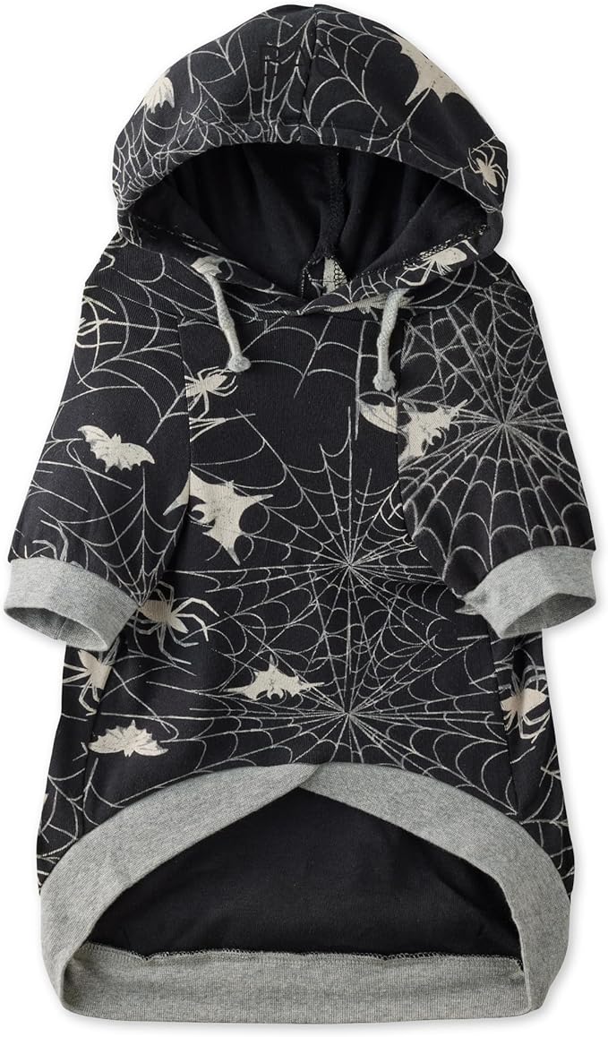 Rocky – The Orginal Lightweight Hooded TEE 100% Organic Cotton Dog Hoodie Pet Coat Sweater for Small, Medium, Large Dogs, Batty Black, X-Small