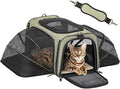 Petsfit Expandable Rabbit Carrier Bunny Carriers, 16 Inch Airline Approved Pet Carrier with 2 Extensions, Soft Washable Cushion, Self-Locking Zipper Head, Built-in Safety Rope, Fit for Travel