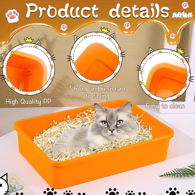 6 Pcs Kitten Small Litter Box Set, Plastic Kitten Litter Pan with 6 Scooper Cat Litter Box Cat Litter Box Travel Toilet for Small Pet Kitty Bunny Guinea Pig