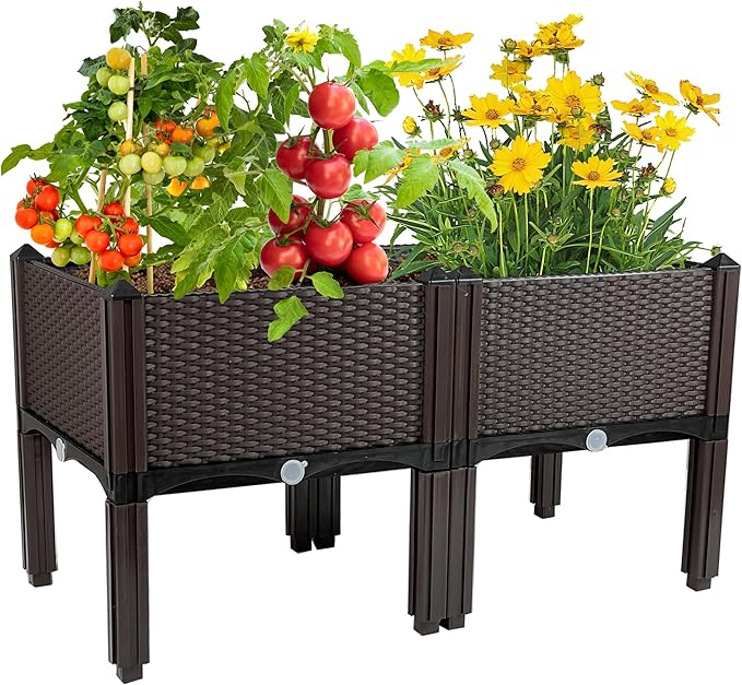 Raised Garden Bed with Legs Planters for Outdoor Plants pots Elevated Garden Boxes Garden Patio Balcony Deck to Planting Flowers Vegetables Tomato and Herbs