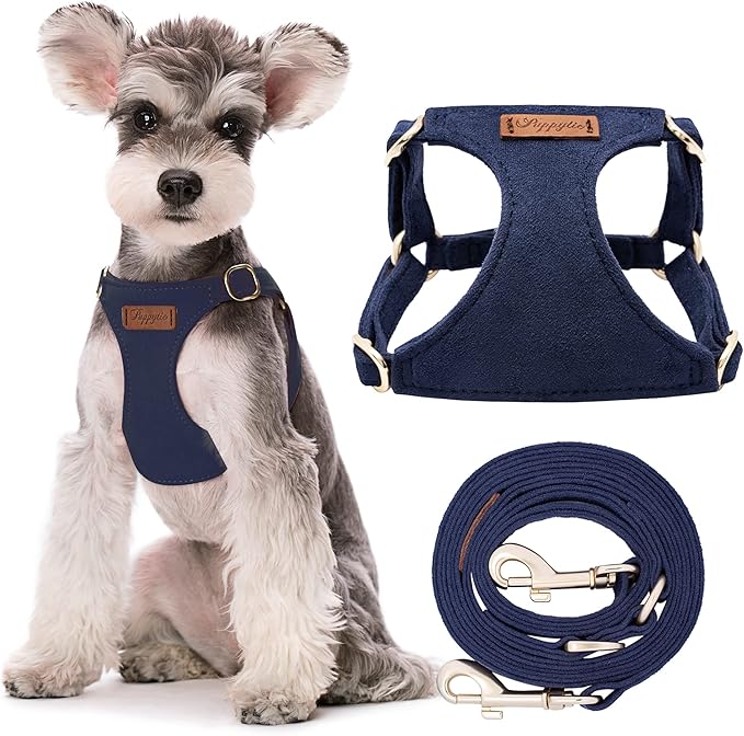 Puppytie No Pull Dog Harness with Multifunction Dog Leash,Soft Adjustable No Choke Escape Proof Pet Harness Vest for Medium Dogs or Large Dogs,Navy,M